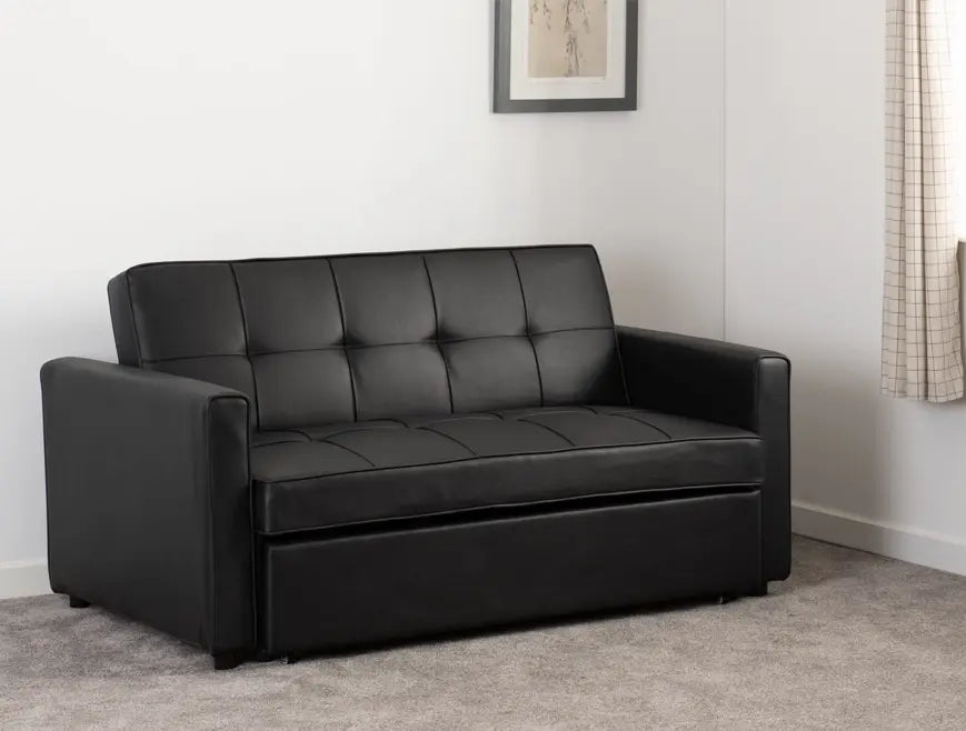 Astoria Sofa Bed Black Faux Leather