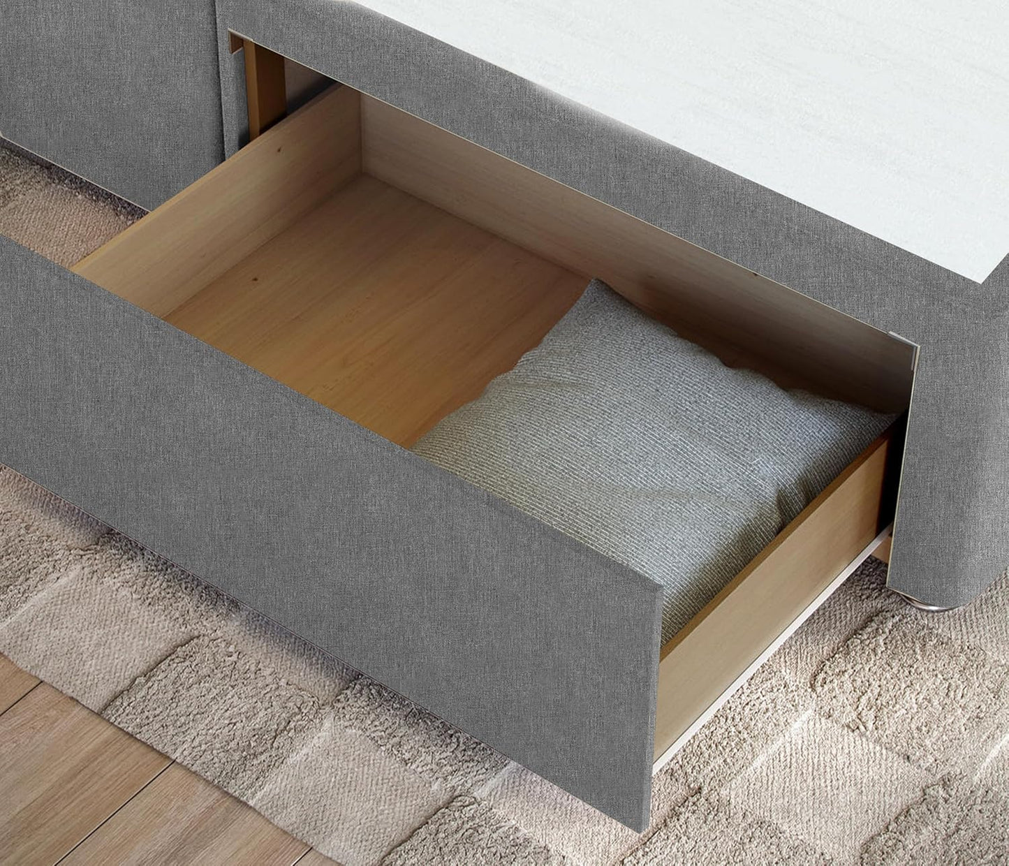 Grey Linen Divan Bed Base Or Set