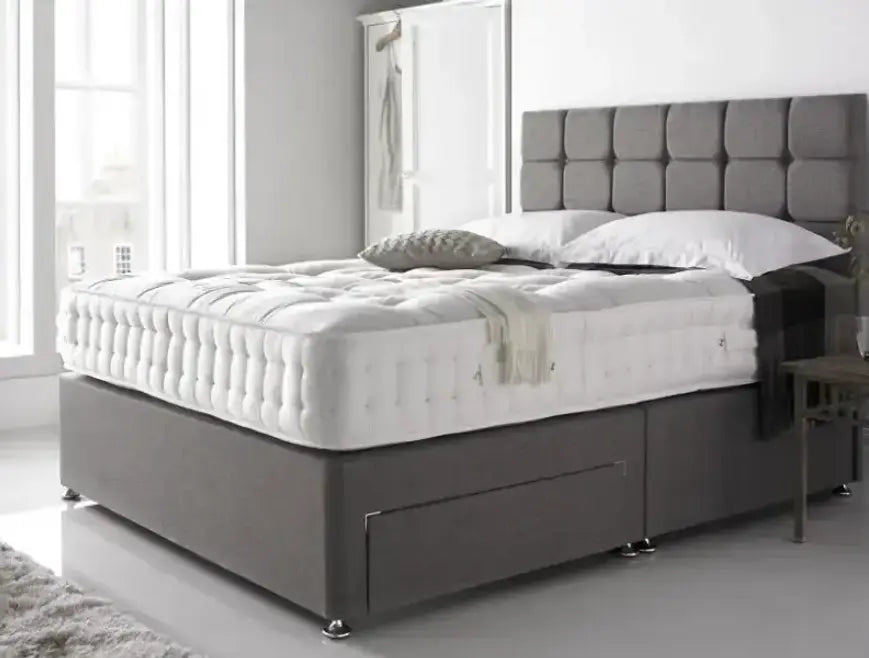 Grey Linen Divan Bed Base Choice of Headboard, Mattress & Optional Storage