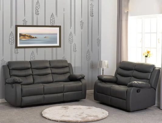 Roma 3+2 Recliner Suite Grey Faux Leather