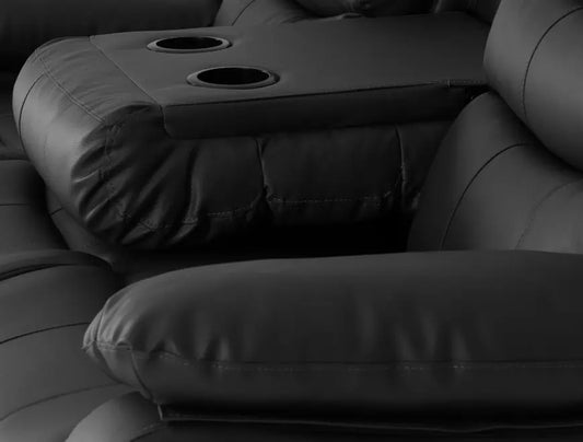 Roma 3+2 Recliner Suite Black Faux Leather