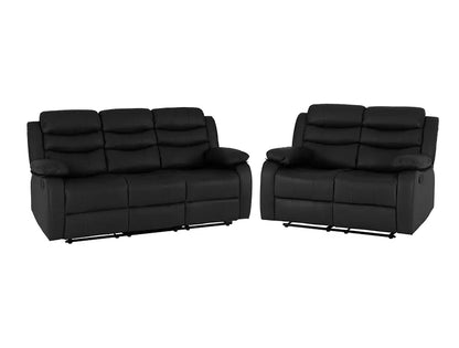 Roma 3+2 Recliner Suite Black Faux Leather